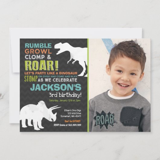 Dinosaur Invitation Anniversaire Dinosaur Fossil P (Devant)