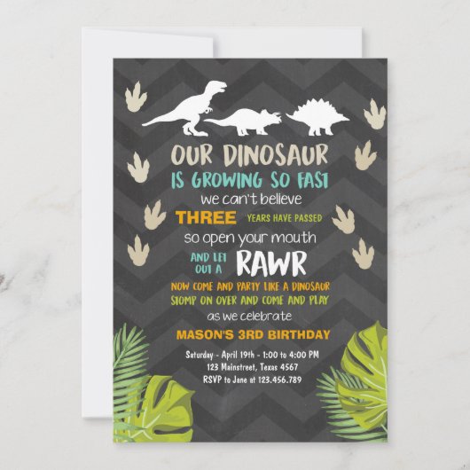 Dinosaur invitation anniversaire Dinosaur Party Ch (Devant)