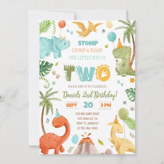 Dinosaur Invitation Anniversaire, Dinosaure ÉDITAB (Devant)