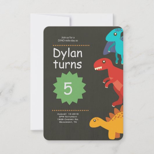 Dinosaur invitation anniversaire, fête d'anniversa (Devant)