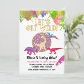 Dinosaur Invitation Anniversaire Fille Anniversair (Debout devant)