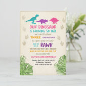 Dinosaur invitation anniversaire Fille Dinosaur fê (Debout devant)