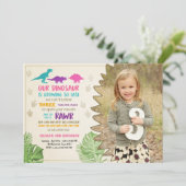 Dinosaur invitation anniversaire Fille Dinosaur fê (Debout devant)