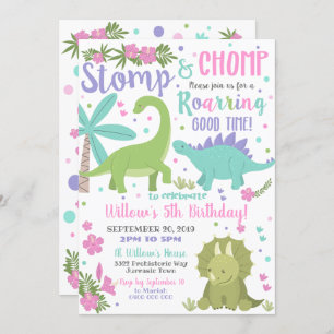Dinosaur Invitation Anniversaire Fille Pink Dinosa