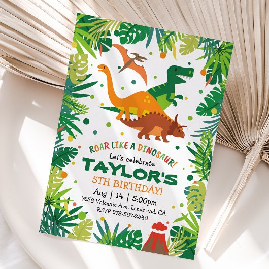 Dinosaur Invitation anniversaire T REX Party