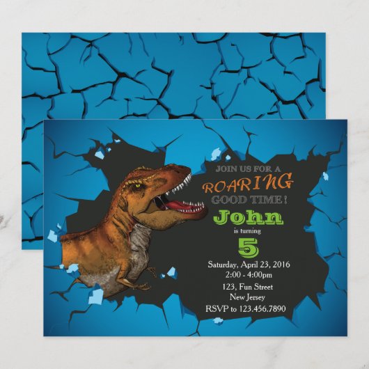 Dinosaur invitation d'anniversaire (Devant / Derrière)