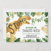 Dinosaur Invitation d'anniversaire à trois rapport (Devant)