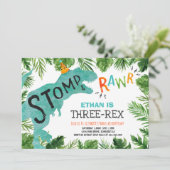 Dinosaur Invitation d'anniversaire à trois rapport (Debout devant)