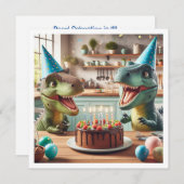 Dinosaur invitation d'anniversaire, animaux de la  (Devant / Derrière)