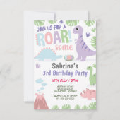Dinosaur Invitation d'anniversaire fille (Devant)