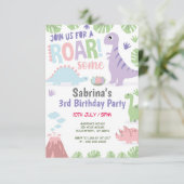 Dinosaur Invitation d'anniversaire fille (Debout devant)