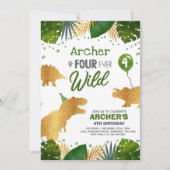 Dinosaur Invitation d'anniversaire Four Ever Wild (Devant)