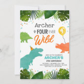 Dinosaur Invitation d'anniversaire Four Ever Wild (Devant)