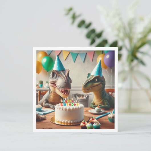 Dinosaur invitation d'anniversaire, pour les paris (Debout devant)