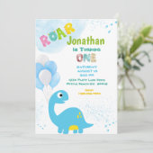 Dinosaur Invitation d'anniversaire pour un garçon (Debout devant)