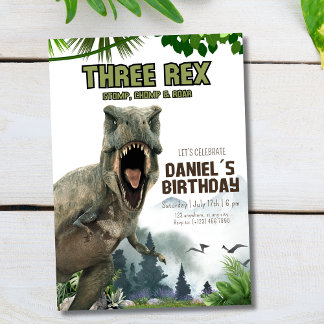 Dinosaur Invitation d'anniversaire Trois Rex