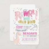 Dinosaur Invitation d'anniversaire Wild Dino Roar (Devant / Derrière)