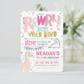 Dinosaur Invitation d'anniversaire Wild Dino Roar (Debout devant)
