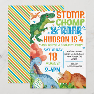 Dinosaur Invitation de fête d'anniversaire Personn