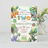 Dinosaur Invitation de fête du 2e anniversaire (Debout devant)