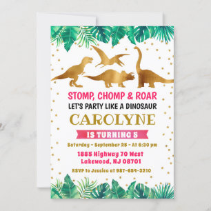 Dinosaur Invitation, Dinosaur Birthday Kaart