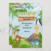Dinosaur Invitation pour le deuxième anniversaire (Devant / Derrière)