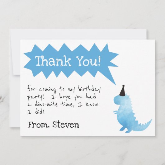 Dinosaur Invitation Stomp and Chomp Birthday boy Bedankkaart (Voorkant)