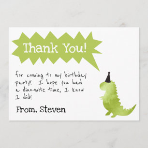 Dinosaur Invitation Stomp and Chomp Birthday boy Bedankkaart