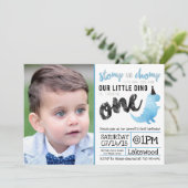 Dinosaur Invitation Stomp and Chomp First Birthday Kaart (Staand voorkant)