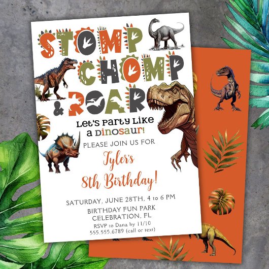 Dinosaur Invitations Anniversaire Boy Dino Typogra