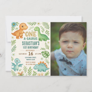 Dinosaur Invitations d'anniversaire avec photo