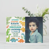 Dinosaur Invitations d'anniversaire avec photo (Debout devant)