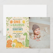 Dinosaur Invitations d'anniversaire avec photo (Devant / Derrière)
