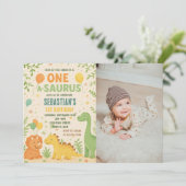 Dinosaur Invitations d'anniversaire avec photo (Debout devant)