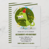 Dinosaur invitations de 4e anniversaire de rex enf (Devant / Derrière)