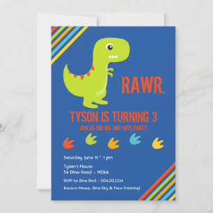 Dinosaur Invitations, Dinosaur Birthday Kaart