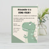Dinosaur invitations pour 4 ans rex enfants verts (Debout devant)