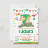 Dinosaur jongen 7th Birthday Uitnodiging (Voorkant)