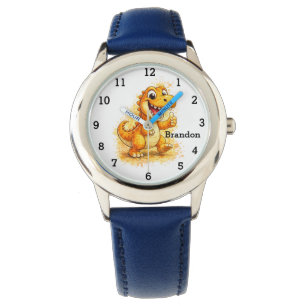 Dinosaur Jongen Moderne Trex Aangepaste Naam Voor Horloge