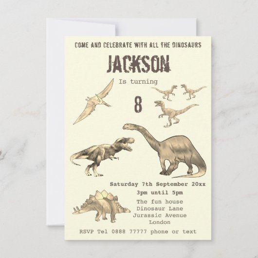 Dinosaur Jongens 8e Verjaardagsfeestje T Rex Gebru (Achterkant)