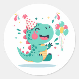 Dinosaur Jongens Verjaardagsstickers Dino Feest Ronde Sticker