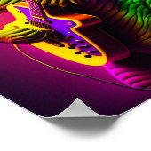 Dinosaur jouer de la guitare imprimé poster (Coin)