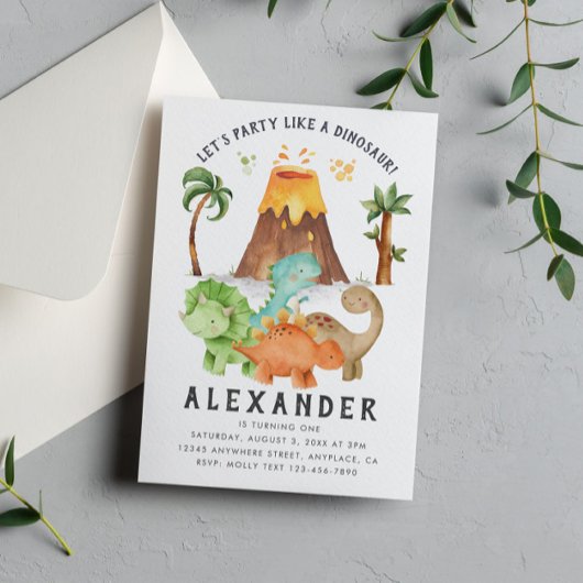 Dinosaur Jurassic Anniversaire Fête Invitation