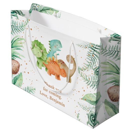 Dinosaur Jurassic Birthday Party Groot Cadeauzakje (Achterkant Gekanteld)