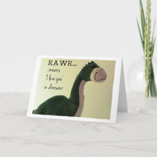 Dinosaur Kaart Rawr betekent 'Ik hou van je' in di