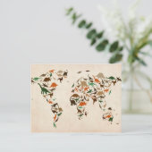 Dinosaur-kaart van de Wereldkaart Briefkaart (Staand voorkant)