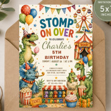 Dinosaur Kermis popcorn Verjaardagsuitnodiging