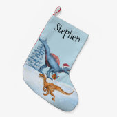 Dinosaur Kerstaptor Waterverf Naam Kleine Kerstsok (Voorkant (Hangend))