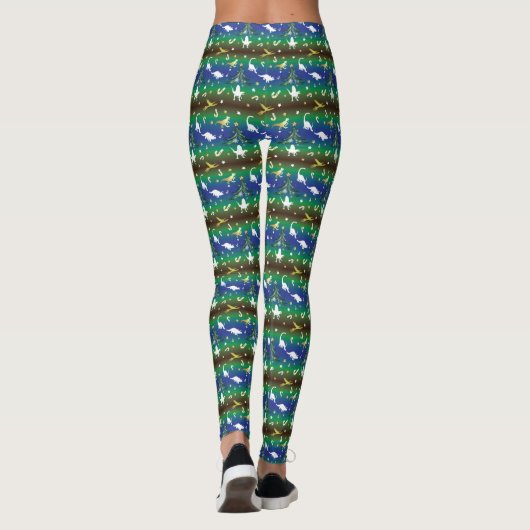 Dinosaur-kerstboom Leggings (Achterkant)