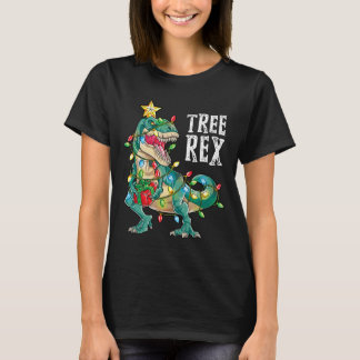 Dinosaur kerstboom Rex Pajamas Mannen jongens kers T-shirt